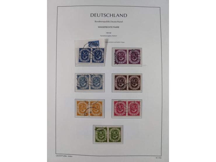 1951/2020, je postfrische und gestempelte Sammlung “waagerechte Paare”, dabei u.a. Posthornsatz postfrisch (20 Pfg. kleine gu