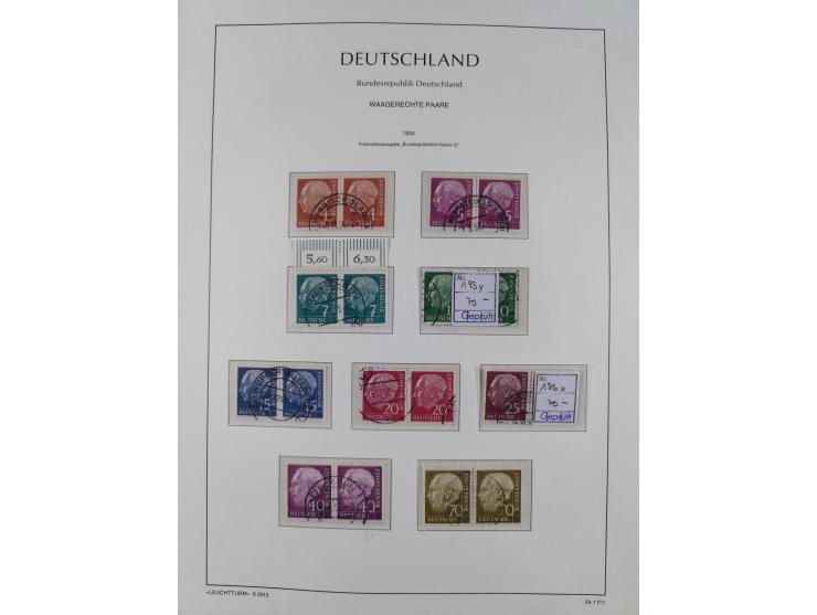 1951/2020, je postfrische und gestempelte Sammlung “waagerechte Paare”, dabei u.a. Posthornsatz postfrisch (20 Pfg. kleine gu