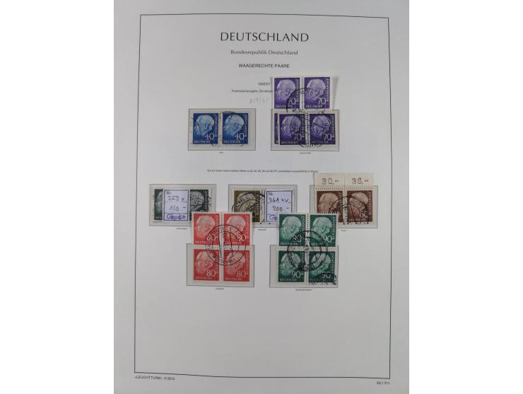 1951/2020, je postfrische und gestempelte Sammlung “waagerechte Paare”, dabei u.a. Posthornsatz postfrisch (20 Pfg. kleine gu