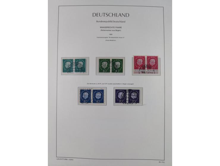1951/2020, je postfrische und gestempelte Sammlung “waagerechte Paare”, dabei u.a. Posthornsatz postfrisch (20 Pfg. kleine gu