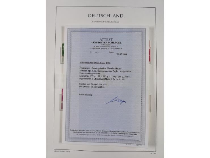 1951/2020, je postfrische und gestempelte Sammlung “waagerechte Paare”, dabei u.a. Posthornsatz postfrisch (20 Pfg. kleine gu