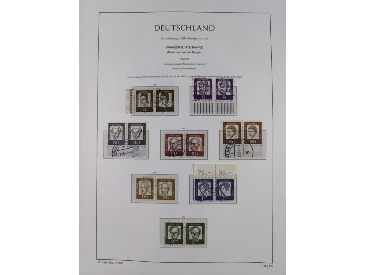 1951/2020, je postfrische und gestempelte Sammlung “waagerechte Paare”, dabei u.a. Posthornsatz postfrisch (20 Pfg. kleine gu