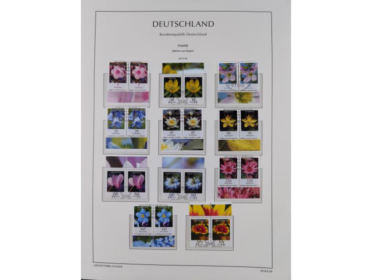 1951/2020, je postfrische und gestempelte Sammlung “waagerechte Paare”, dabei u.a. Posthornsatz postfrisch (20 Pfg. kleine gu