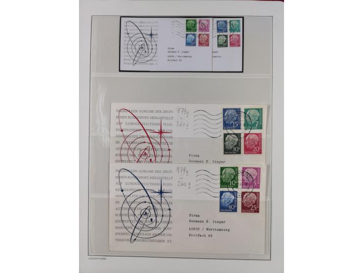 1951/2020, je postfrische und gestempelte Sammlung “waagerechte Paare”, dabei u.a. Posthornsatz postfrisch (20 Pfg. kleine gu