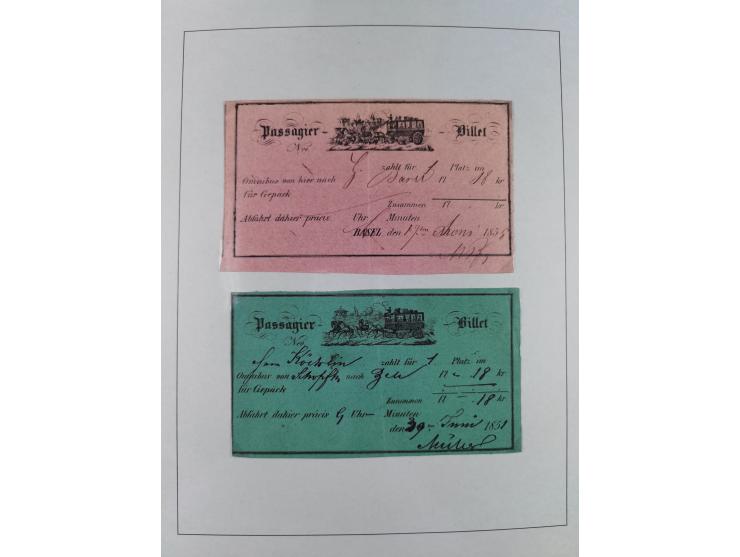 BASEL BADISCHER BAHNHOF: 1852/1970 (ca.), meist ausstellungsmäßig aufgezogene Sammlung auf über 50 Blättern, dabei frühe Reis