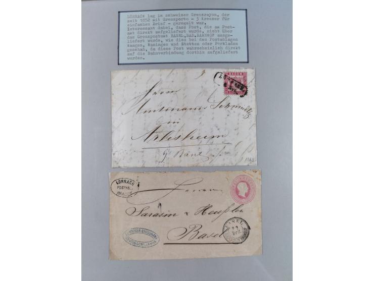 BASEL BADISCHER BAHNHOF: 1852/1970 (ca.), meist ausstellungsmäßig aufgezogene Sammlung auf über 50 Blättern, dabei frühe Reis