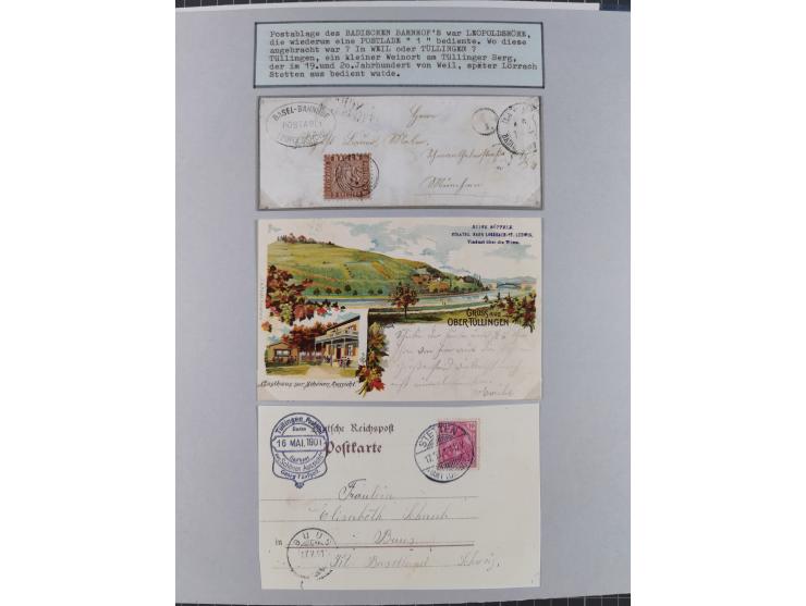 BASEL BADISCHER BAHNHOF: 1852/1970 (ca.), meist ausstellungsmäßig aufgezogene Sammlung auf über 50 Blättern, dabei frühe Reis