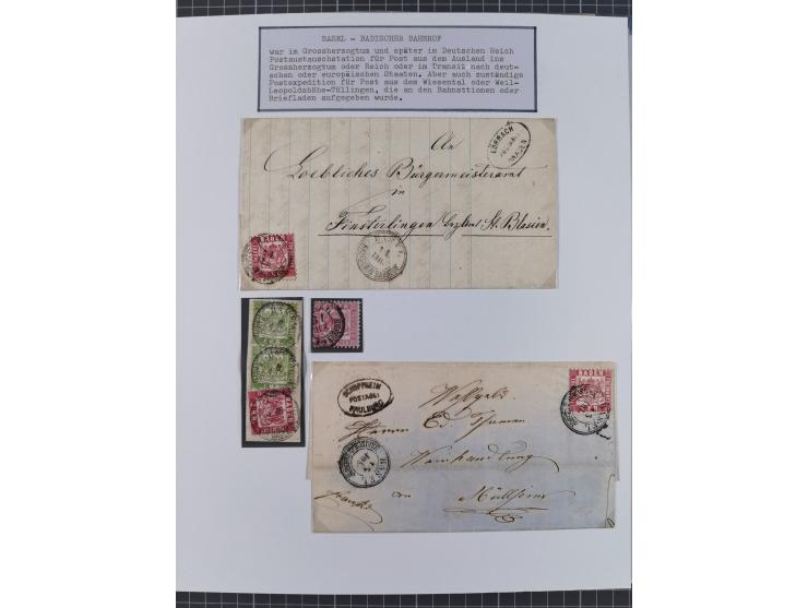 BASEL BADISCHER BAHNHOF: 1852/1970 (ca.), meist ausstellungsmäßig aufgezogene Sammlung auf über 50 Blättern, dabei frühe Reis