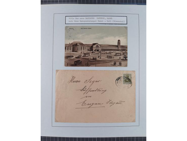 BASEL BADISCHER BAHNHOF: 1852/1970 (ca.), meist ausstellungsmäßig aufgezogene Sammlung auf über 50 Blättern, dabei frühe Reis