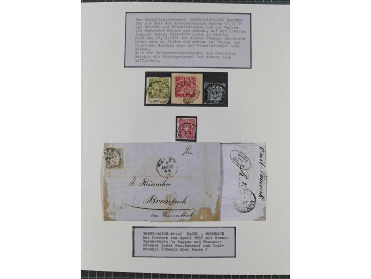 BASEL BADISCHER BAHNHOF: 1852/1970 (ca.), meist ausstellungsmäßig aufgezogene Sammlung auf über 50 Blättern, dabei frühe Reis