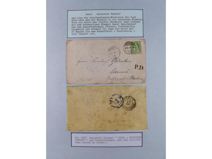 BASEL BADISCHER BAHNHOF: 1852/1970 (ca.), meist ausstellungsmäßig aufgezogene Sammlung auf über 50 Blättern, dabei frühe Reis