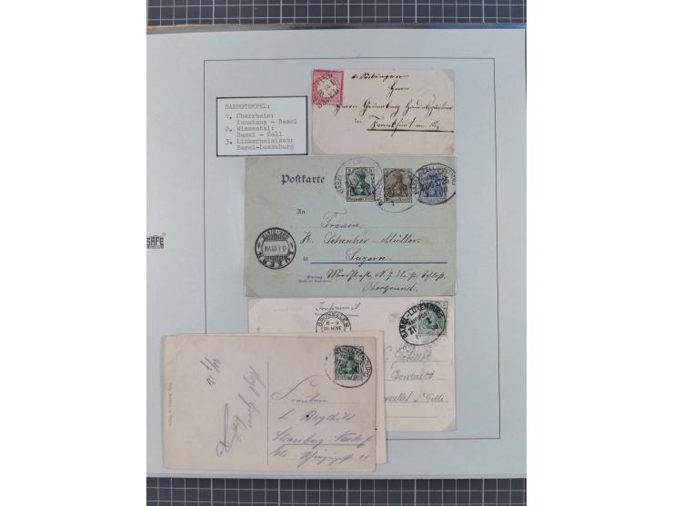 BASEL BADISCHER BAHNHOF: 1852/1970 (ca.), meist ausstellungsmäßig aufgezogene Sammlung auf über 50 Blättern, dabei frühe Reis