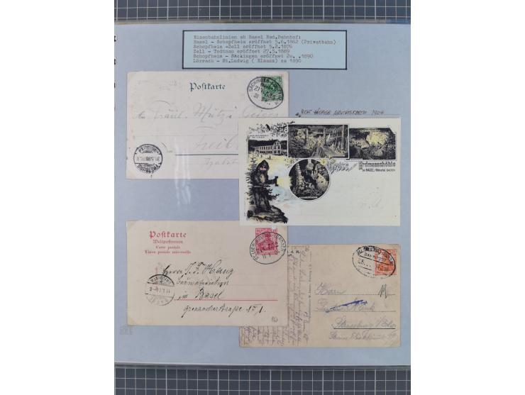 BASEL BADISCHER BAHNHOF: 1852/1970 (ca.), meist ausstellungsmäßig aufgezogene Sammlung auf über 50 Blättern, dabei frühe Reis