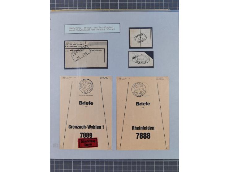 BASEL BADISCHER BAHNHOF: 1852/1970 (ca.), meist ausstellungsmäßig aufgezogene Sammlung auf über 50 Blättern, dabei frühe Reis