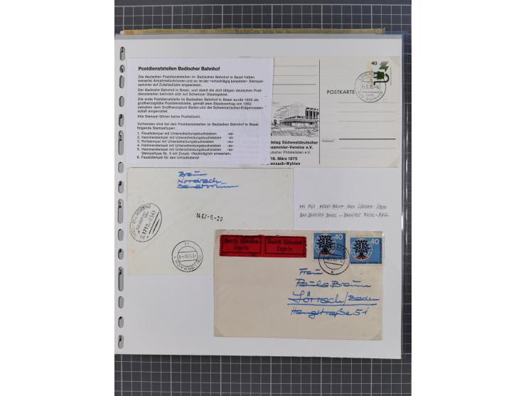 BASEL BADISCHER BAHNHOF: 1852/1970 (ca.), meist ausstellungsmäßig aufgezogene Sammlung auf über 50 Blättern, dabei frühe Reis