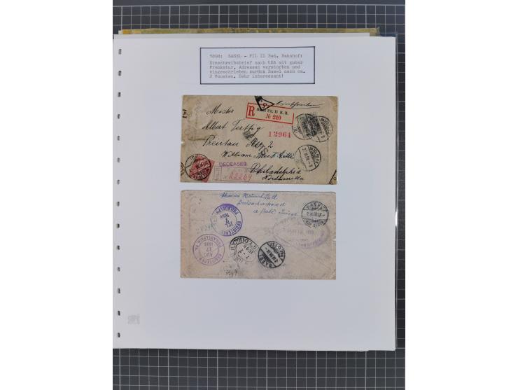 BASEL BADISCHER BAHNHOF: 1852/1970 (ca.), meist ausstellungsmäßig aufgezogene Sammlung auf über 50 Blättern, dabei frühe Reis