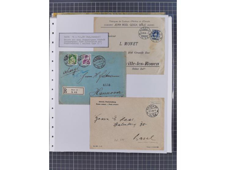 BASEL BADISCHER BAHNHOF: 1852/1970 (ca.), meist ausstellungsmäßig aufgezogene Sammlung auf über 50 Blättern, dabei frühe Reis