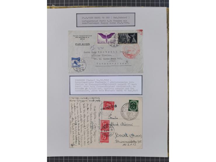 BASEL BADISCHER BAHNHOF: 1852/1970 (ca.), meist ausstellungsmäßig aufgezogene Sammlung auf über 50 Blättern, dabei frühe Reis