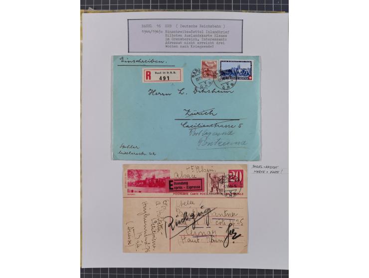 BASEL BADISCHER BAHNHOF: 1852/1970 (ca.), meist ausstellungsmäßig aufgezogene Sammlung auf über 50 Blättern, dabei frühe Reis