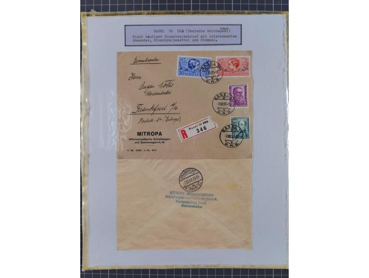 BASEL BADISCHER BAHNHOF: 1852/1970 (ca.), meist ausstellungsmäßig aufgezogene Sammlung auf über 50 Blättern, dabei frühe Reis