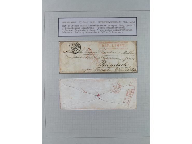 1850/70 (ca.), GRENZRAYON, 27 fast ausschließlich frankierte Briefe bzw. Ganzsachen, dabei 2 Charge-Briefe