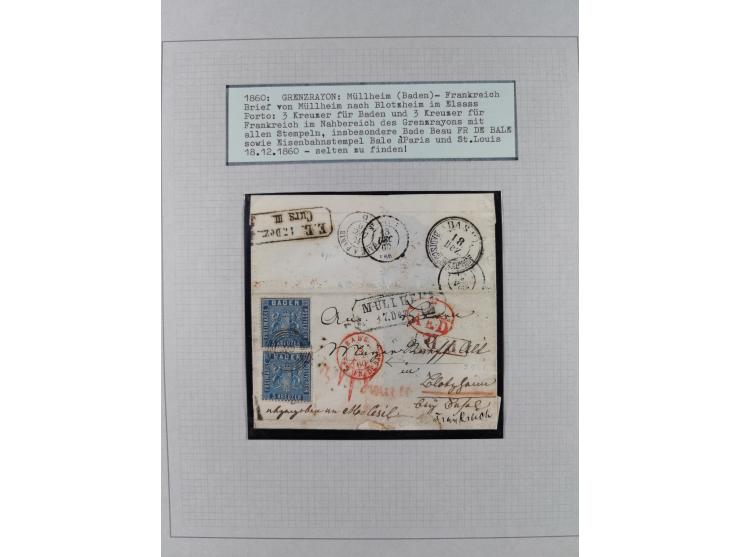 1850/70 (ca.), GRENZRAYON, 27 fast ausschließlich frankierte Briefe bzw. Ganzsachen, dabei 2 Charge-Briefe