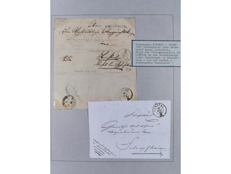 1850/70 (ca.), GRENZRAYON, 27 fast ausschließlich frankierte Briefe bzw. Ganzsachen, dabei 2 Charge-Briefe
