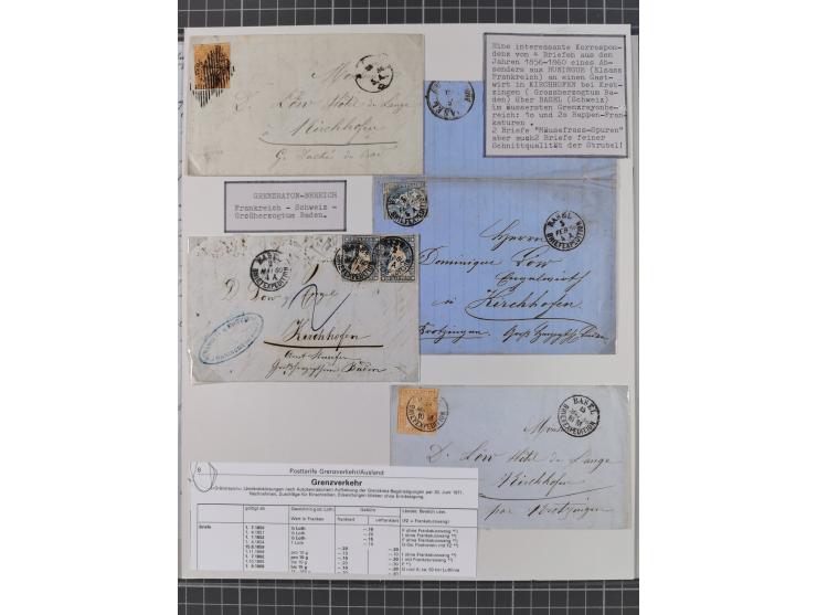 1810/80 (ca.), kleine Partie mit über 50 Briefen und Ganzsachen, dabei viele Grenzrayon-Belege mit auch Drucksachen und 2.Gew