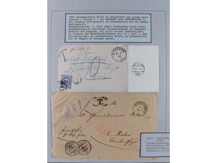 1810/80 (ca.), kleine Partie mit über 50 Briefen und Ganzsachen, dabei viele Grenzrayon-Belege mit auch Drucksachen und 2.Gew