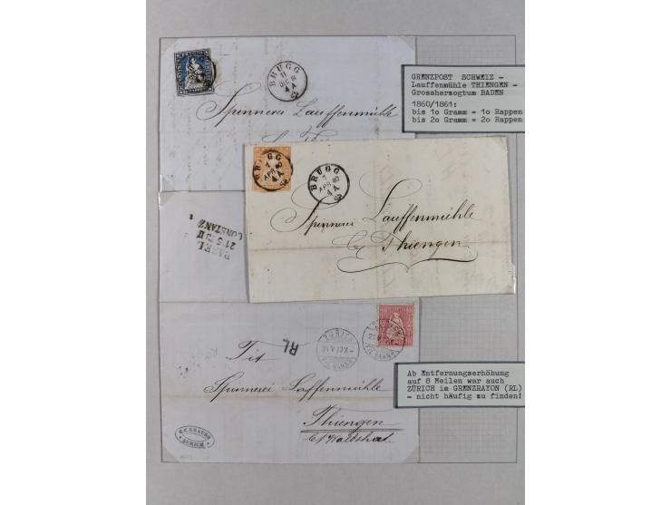 1810/80 (ca.), kleine Partie mit über 50 Briefen und Ganzsachen, dabei viele Grenzrayon-Belege mit auch Drucksachen und 2.Gew