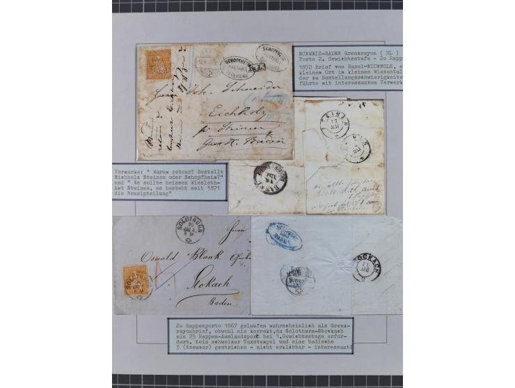 1810/80 (ca.), kleine Partie mit über 50 Briefen und Ganzsachen, dabei viele Grenzrayon-Belege mit auch Drucksachen und 2.Gew