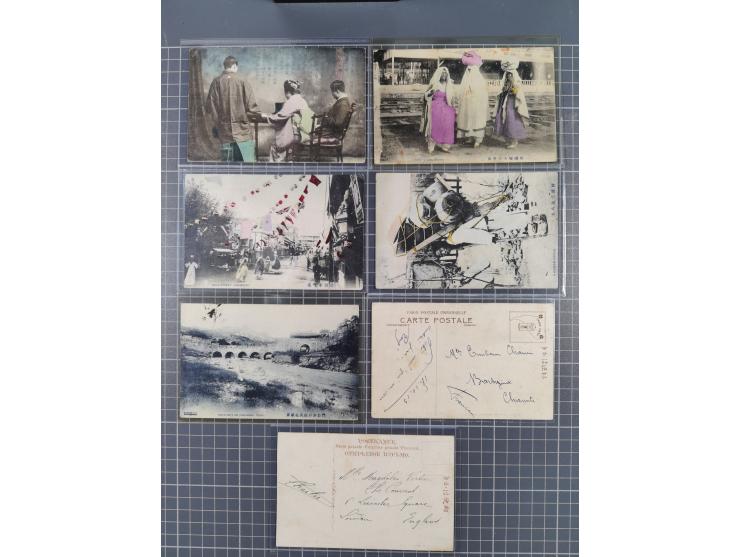 1906/10 (ca.), 7 illustrated postcards including with commemorative postmarks, some foreign destinations noted, mixed conditi