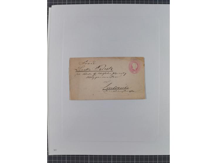 1850/72 (ca.), interessante Stempelsammlung auf Marken, Briefstücken und Briefen, dabei blaue und rote Nummernstempel, Fremde