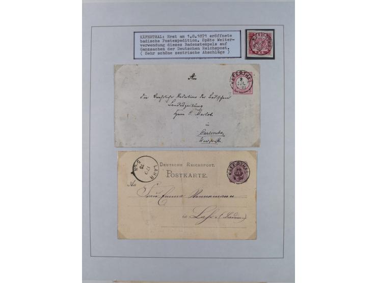 1850/72 (ca.), interessante Stempelsammlung auf Marken, Briefstücken und Briefen, dabei blaue und rote Nummernstempel, Fremde