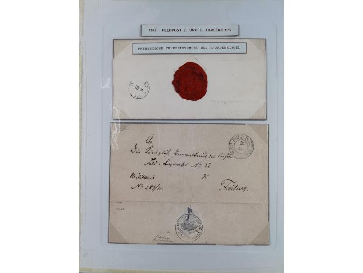 1848/71, kleine Sammlung Badischer Aufstand und Krieg 1870/71, insgesamt 19 Belege, teils mit Feldpost-Stempeln. Ex Dr. Heinz