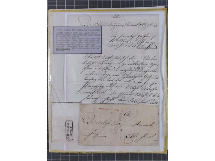 1848/71, kleine Sammlung Badischer Aufstand und Krieg 1870/71, insgesamt 19 Belege, teils mit Feldpost-Stempeln. Ex Dr. Heinz