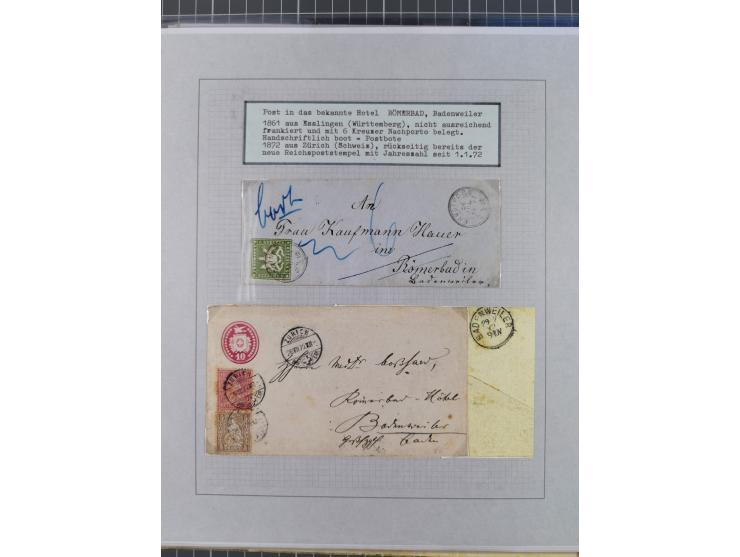 1800/1970 (ca.) interessante Material-Sammlung von etwa 250 Belegen und wenigen Marken, dabei u.a. Dt. Reich Ersttagsstempel 