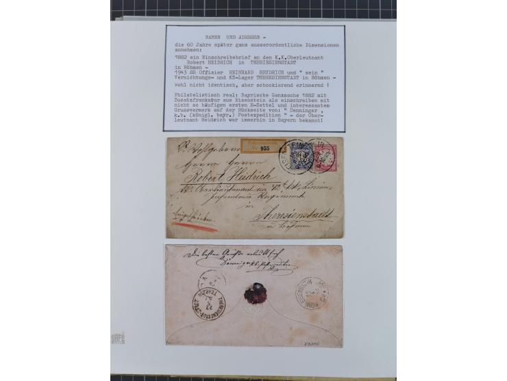 1800/1970 (ca.) interessante Material-Sammlung von etwa 250 Belegen und wenigen Marken, dabei u.a. Dt. Reich Ersttagsstempel 