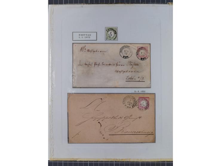 1800/1970 (ca.) interessante Material-Sammlung von etwa 250 Belegen und wenigen Marken, dabei u.a. Dt. Reich Ersttagsstempel 