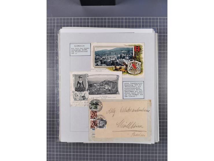 1800/1970 (ca.), HEIMATGESCHICHTE BADENS, umfangreiche Materialsammlung, teils ausstellungsmäßig aufgezogen, mit einigen hund