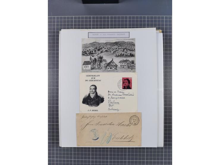 1800/1970 (ca.), HEIMATGESCHICHTE BADENS, umfangreiche Materialsammlung, teils ausstellungsmäßig aufgezogen, mit einigen hund