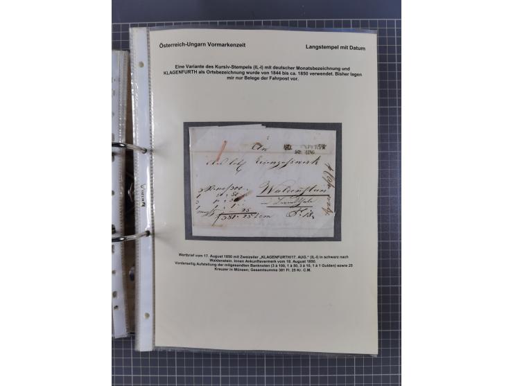 1756/1993 (ca.), reichhaltige Heimatsammlung “KLAGENFURT” mit über 650 Briefen und Karten, ab Vorphilatelie, dabei auch Posts