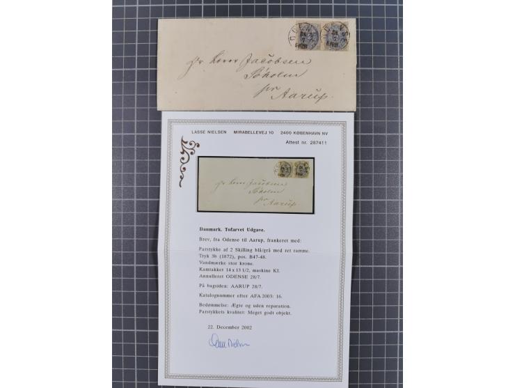 1858/73, 3 covers with multiple frankings and cover with 3 colour-mixed franking to London, 2 with certificates