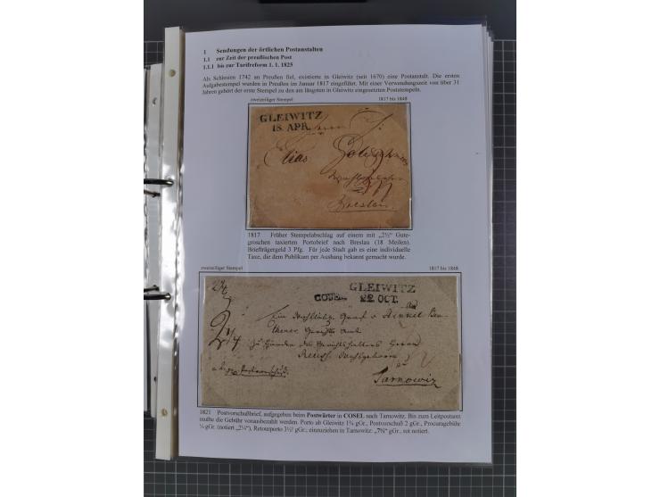 GLEIWITZ: 1817/1950 (ca.), ausstellungsmäßig aufgezogene Sammlung mit reichhaltig zusätzlichem Material, überschlägig rund 35