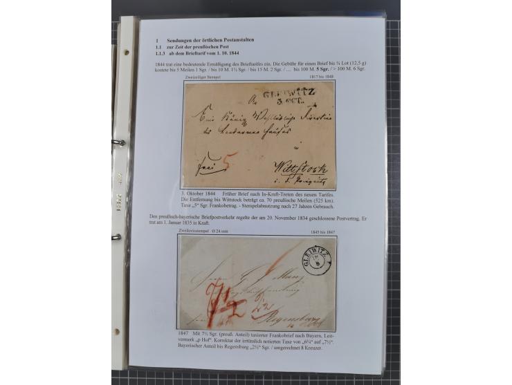GLEIWITZ: 1817/1950 (ca.), ausstellungsmäßig aufgezogene Sammlung mit reichhaltig zusätzlichem Material, überschlägig rund 35