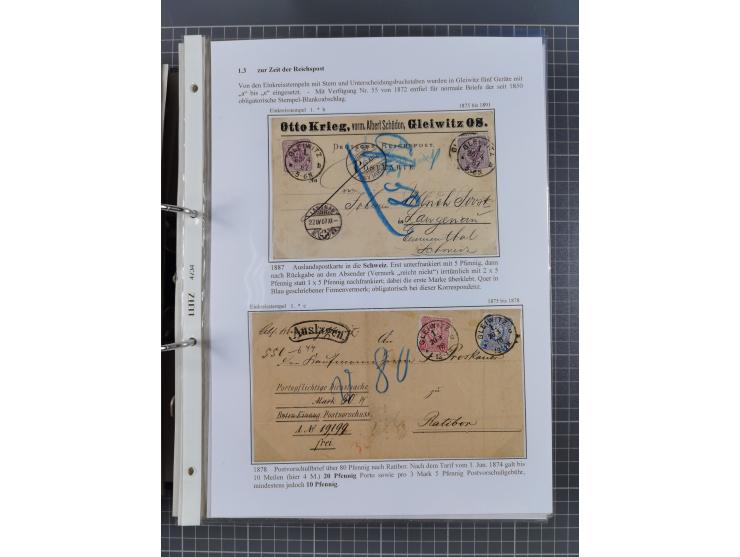 GLEIWITZ: 1817/1950 (ca.), ausstellungsmäßig aufgezogene Sammlung mit reichhaltig zusätzlichem Material, überschlägig rund 35