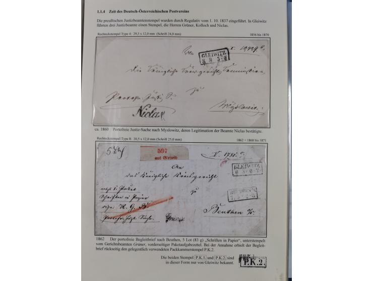 GLEIWITZ: 1817/1950 (ca.), ausstellungsmäßig aufgezogene Sammlung mit reichhaltig zusätzlichem Material, überschlägig rund 35