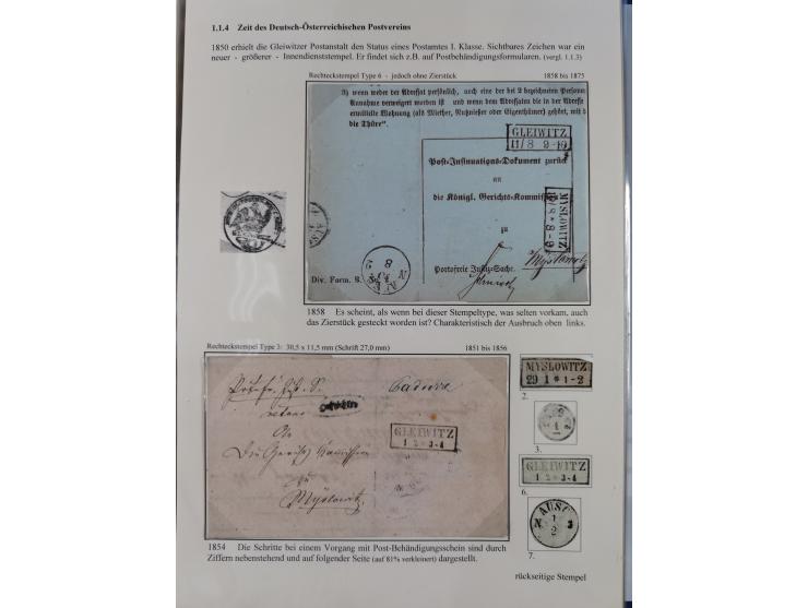 GLEIWITZ: 1817/1950 (ca.), ausstellungsmäßig aufgezogene Sammlung mit reichhaltig zusätzlichem Material, überschlägig rund 35