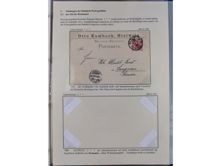 GLEIWITZ: 1817/1950 (ca.), ausstellungsmäßig aufgezogene Sammlung mit reichhaltig zusätzlichem Material, überschlägig rund 35