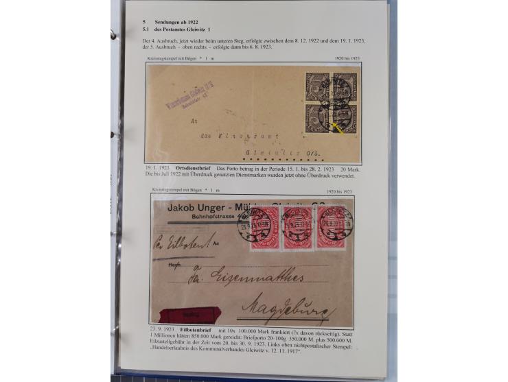 GLEIWITZ: 1817/1950 (ca.), ausstellungsmäßig aufgezogene Sammlung mit reichhaltig zusätzlichem Material, überschlägig rund 35